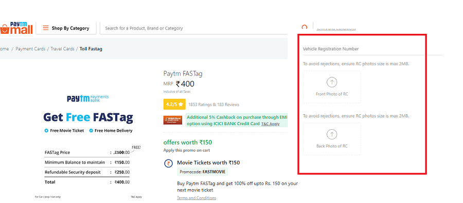Buy FASTags Using Paytm